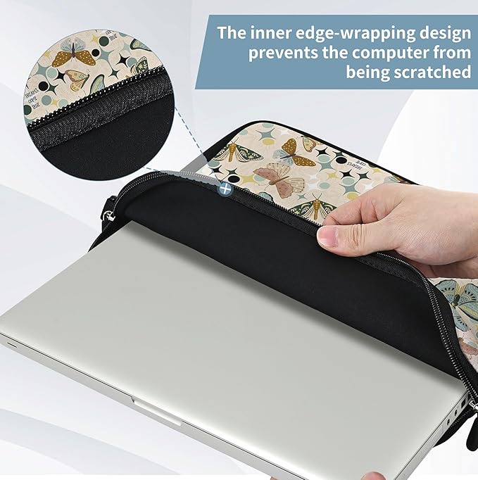RICHEN 14 15 15.4 15.6 inch Laptop Shoulder Bag Messenger Bag Notebook Handle Sleeve Neoprene Carrying Case with Accessories Pocket (14-15.6 inch, Butterflies Wishes)