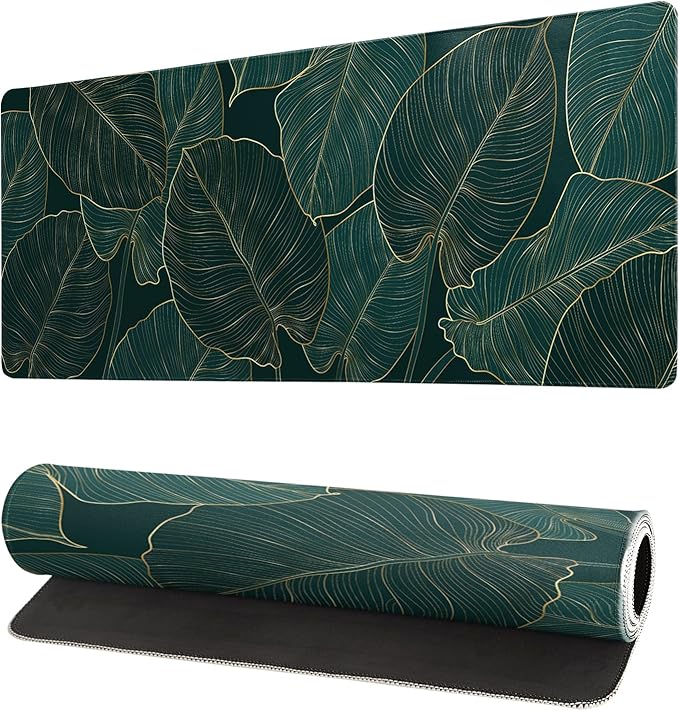 Tropical Palm Tree Extended Mouse Pad 27.6x11.8 Inch, Gaming Mouse Pads, Leaves Large Mousepad Computer Keyboard Mat Desk Pad with Non-Slip Base Waterproof with Stitched Edges for Gaming and Office