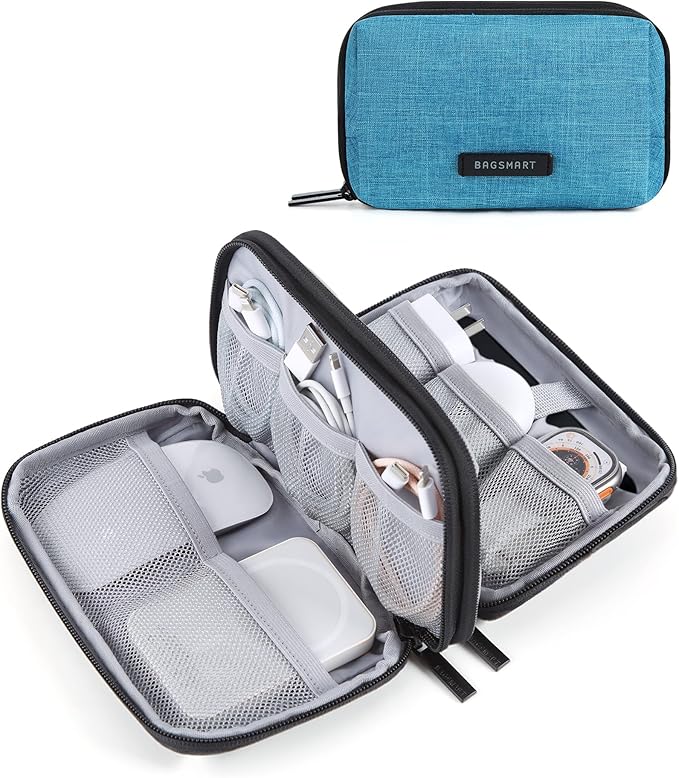 BAGSMART Electronics Organizer Travel Case, Cable Charger Cord Tech Organizer Pouch for Phone Charger Accessories, Dark Green