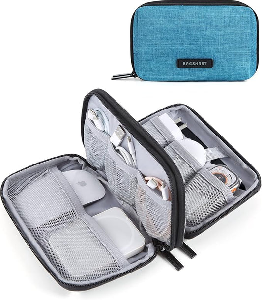 BAGSMART Electronics Organizer Travel Case, Cable Charger Cord Tech Organizer Pouch for Phone Charger Accessories, Dark Green