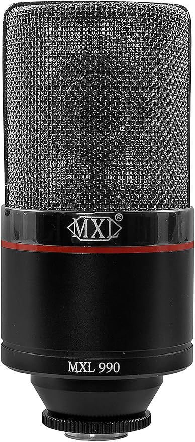 MXL 990 Condenser Microphone for Podcasting, Singing, Home Studio Recording, Gaming & Streaming | Red LED lights | XLR | Large Diaphragm (Blaze)
