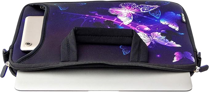 RICHEN 11 11.6 12 12.5 13 inches Laptop/Chromebook/PC Messenger Bag Tablet Travel Case Neoprene Handle Sleeve with Shoulder (11-13.3 inch, Butterflies)