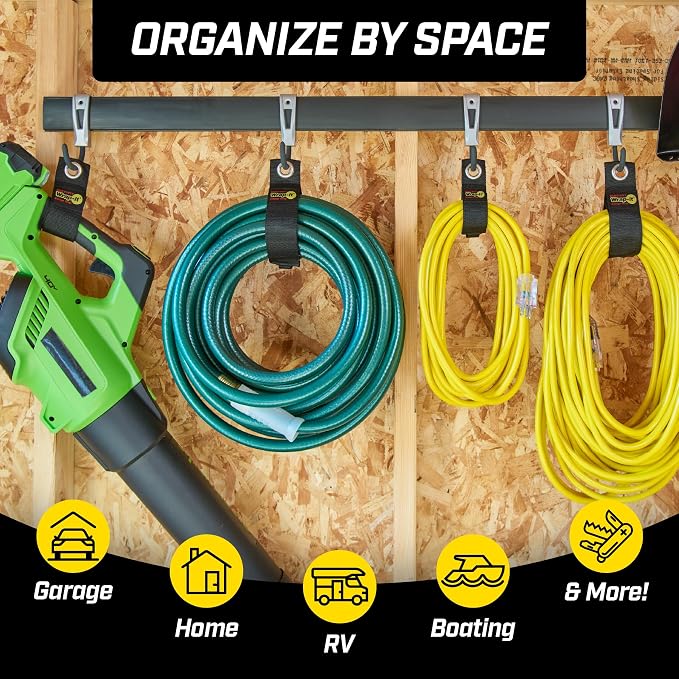 Heavy-Duty Wrap-It Storage Straps, Assorted 9 Pack - Hook and Loop Extension Cord Organizer Hanger, Cord Wrap Keeper, Cable Straps for Cords, Hoses, Rope, RV, Boat and Garage Storage and Organization - Image 8
