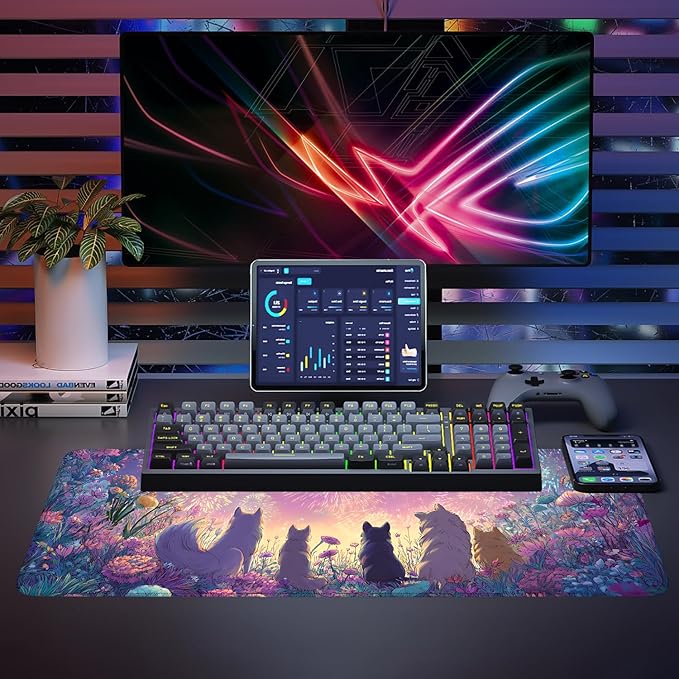 Mouse Pad, Large Anti-Slip with Stitched Edges Desk Mat Desktop Laptop Computer Desk Keyboard Mat,Table Protector Blotter Mat (Dog, 31.5" x 11.8")