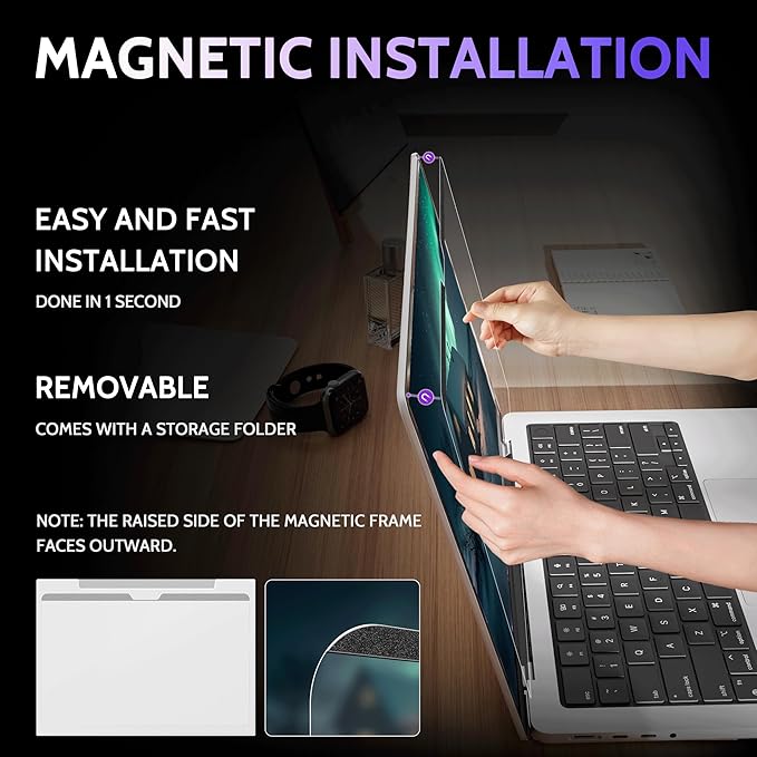 Peslv Magnetic Anti Blue Light Screen Protector for MacBook Pro 13 Inch (2016-2022, M1, M2), Removable Glare Filter for 13.3" Mac Laptop Computer