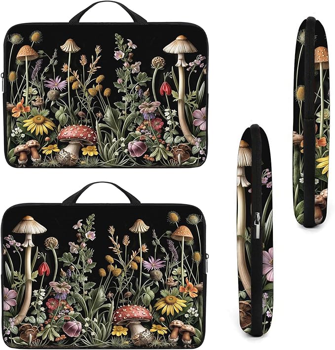 Laptop Sleeve Bag with Handle Computer Protective Soft Cover Case for 14 Inch 13 Inch Laptop,Mushroom in Weed