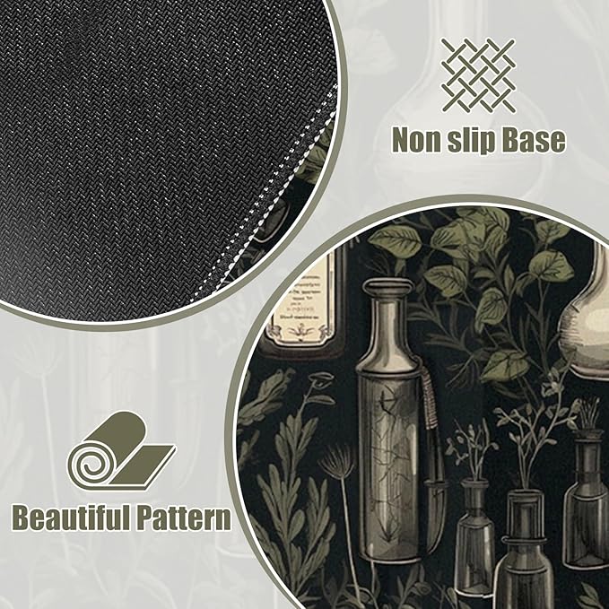 Dark Academia Desk Matt for Desktop, Mouse Pad Mat, Desk Mat for Keyboard and Mouse, Large Mouse Pad for Desk, Anti-Slip Big Mousepad with Stitched Edges, Mouse Mat for Computer, Mystical Green Plant