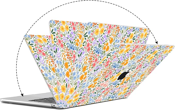G JGOO Compatible with MacBook Air 13 inch Case 2026 2025-2022 M5 A3449 M4 A3240 M3 A3113 M2 A2681, Clear Hard Shell for MacBook Air 13.6 inch Case + Keyboard Cover+ Screen Protector, Colorful Floret