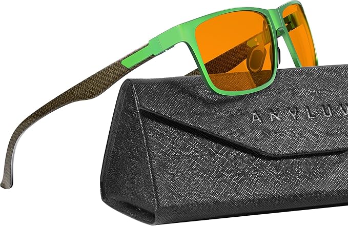 ANYLUV Carbon Fiber Reading Glasses for Men Women, Blue Light Blocking Computer Readers, Anti Glare Spring Hinge
