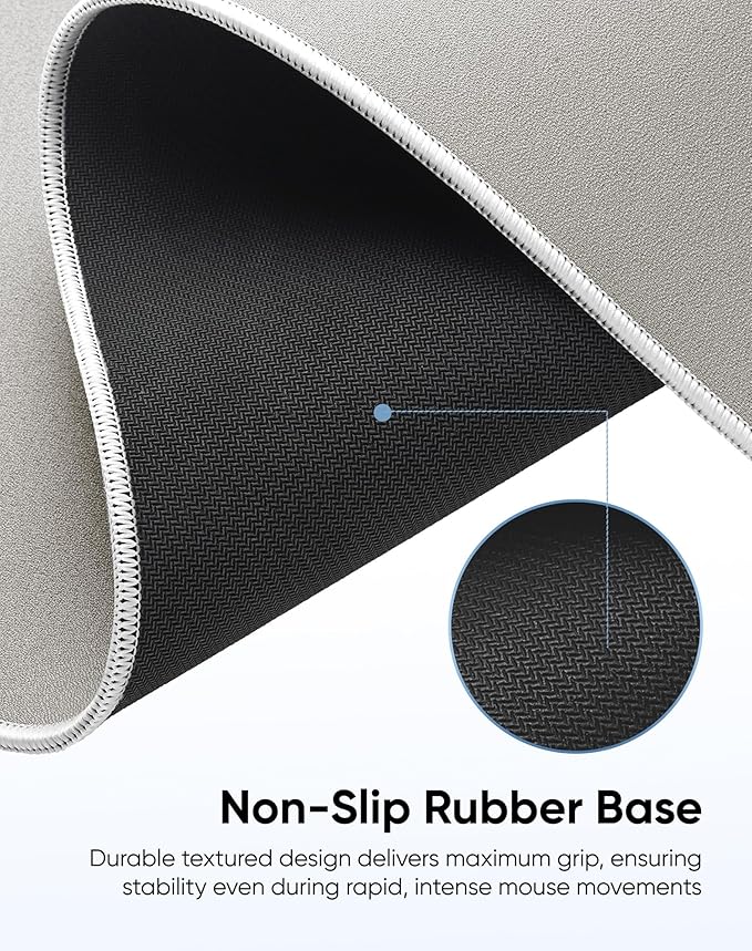 Waterproof Large Gaming Mouse Pad with Durable Stitched Edges, Non-Slip Rubber Base, Grainy Jacquard Mouse Mat Desk Pad for Home Office Gaming, 35.4''x15.7''x0.12'', Matte Beige