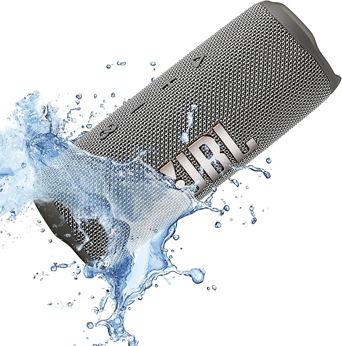 JBL Flip 6 Portable Wireless Speaker | Deep Bass Sound, IP67 Waterproof Rating | Bluetooth Audio for Outdoor, Travel, Beach, Hiking, and Home Use (Gray) with Travel Case + Microfiber Cloth
