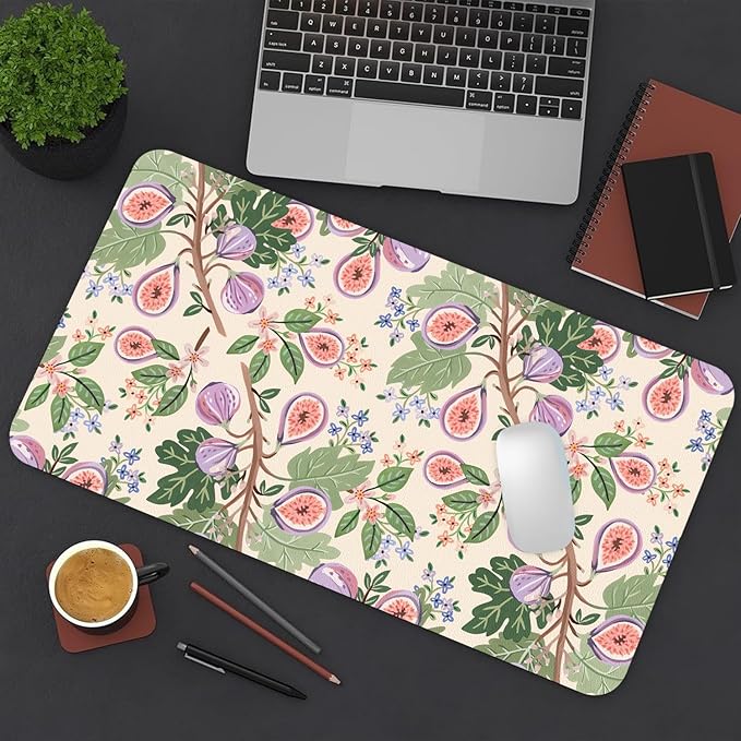 Desk Mat Large Protector Pad 31.5" ×15.7", Non-Slip PU Leather Desk Blotter, Waterproof Mouse Pad for Office Home Figs
