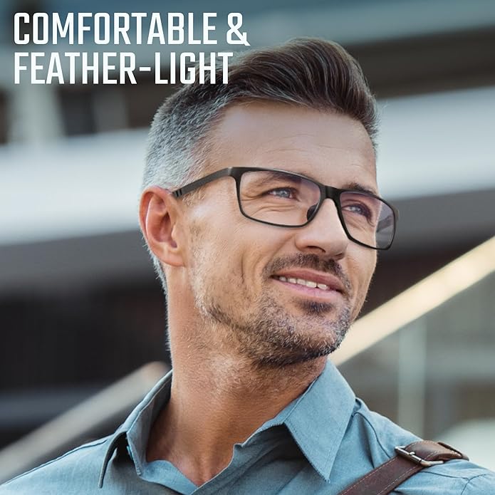 IBOANN Blue Light Glasses for Men - Lightweight Al-Mg Metal, Gaming Computer Blocking Glasses, Eye Protection Anti Eyestrain