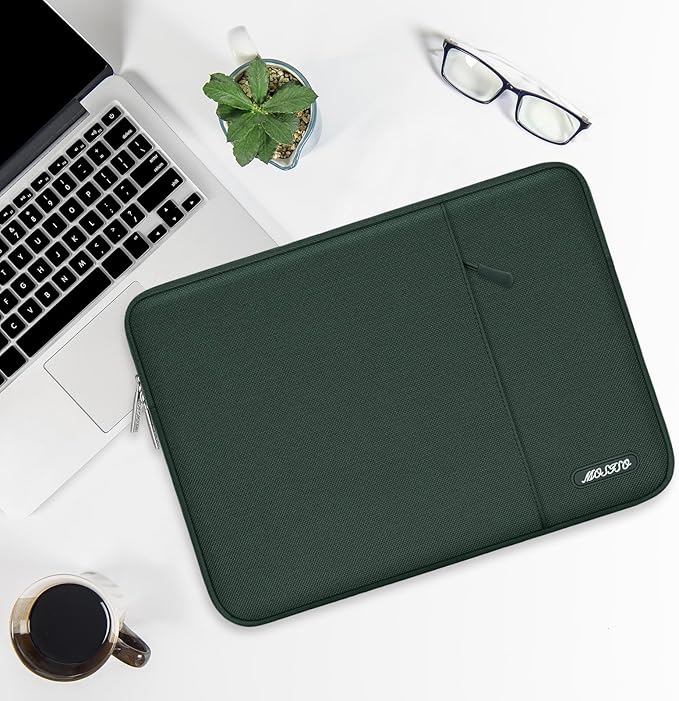 MOSISO Laptop Case 15 inch, 15 inch Laptop Sleeve Compatible with MacBook Air M5 A3448 M4 A3241 M3 A3114 M2 A2941 2026-2023, Dell XPS, Polyester Vertical Computer Sleeve Bag with Pocket,Midnight Green