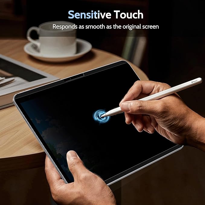 Peslv 4-Way Magnetic Privacy Screen for iPad Pro 11 Inch M4/M5 [2024/2025 5th/6th Gen], 360 Removable Anti Blue Light Glare Spy Filter, High Sensitive Bubble-Free Black Security Screen Protector