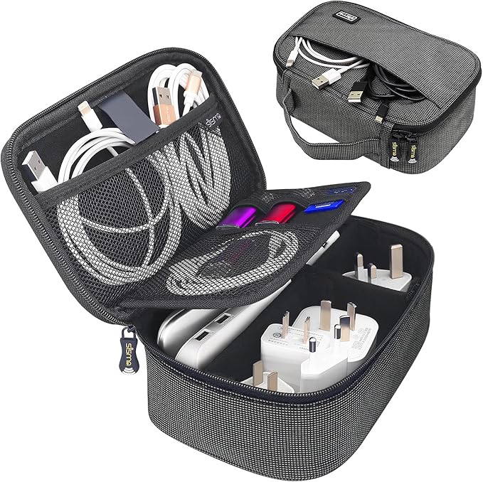 sisma Travel Electronics Organizer Small Carrying Case for Cables Phone Chargers USB Plugs Power Cords Earbuds Adapter Tech Accessories Pouch -Special Edition