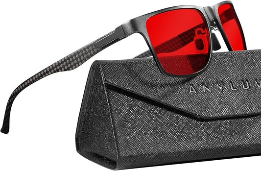 ANYLUV Carbon Fiber Reading Glasses for Men Women, Blue Light Blocking Computer Readers, Anti Glare Spring Hinge