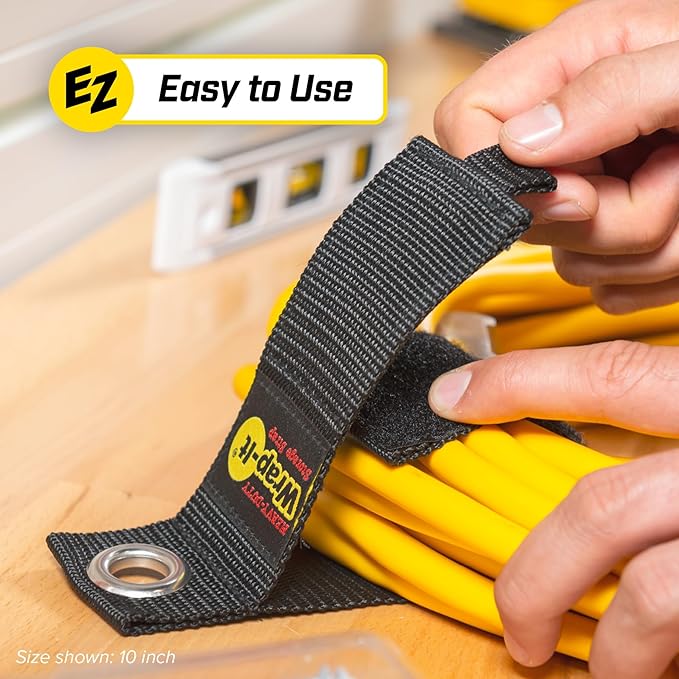 Heavy-Duty Wrap-It Storage Straps, 22" (2 Pack) - Hook and Loop Organizer Hanger for Extension Cords, Cables, Hoses, Rope and More for Garage, Home, Shop, Boat and RV Organization - Image 7