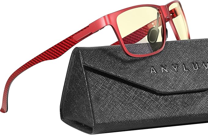 ANYLUV Carbon Fiber Reading Glasses for Men Women, Blue Light Blocking Computer Readers, Anti Glare Spring Hinge