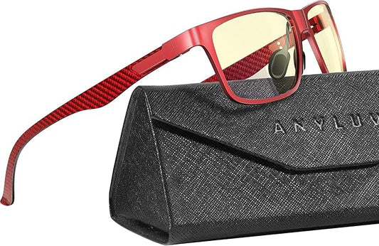 ANYLUV Carbon Fiber Reading Glasses for Men Women, Blue Light Blocking Computer Readers, Anti Glare Spring Hinge