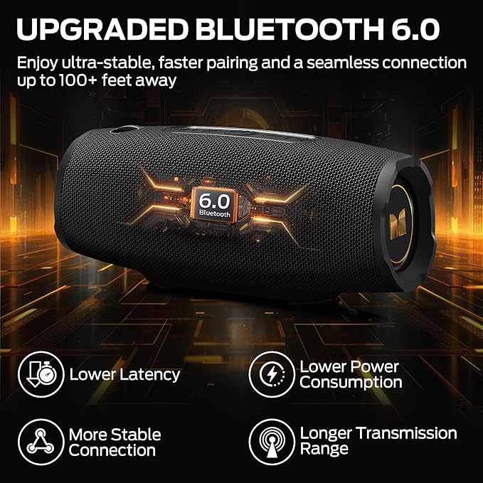 Monster S380 Bluetooth Speaker, Portable Speaker with 40W Stereo Sound, Bluetooth 6.0, 20H Playtime, TWS Pairing, Support AUX/TF Card, IPX6 Waterproof Wireless Speaker for Home, Travel, Outdoor