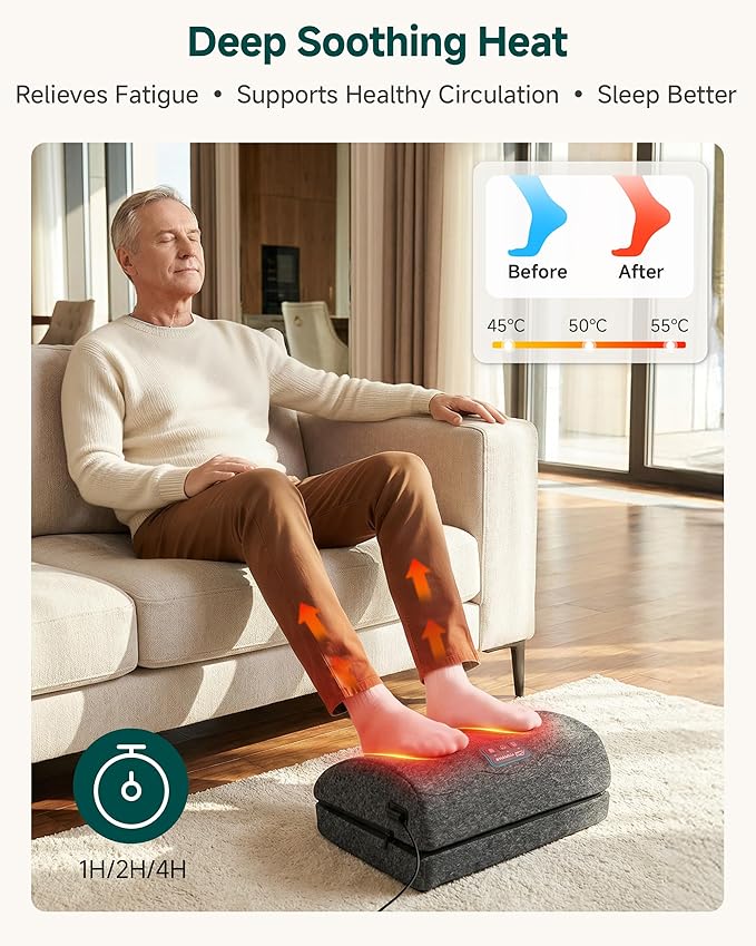 Snailax Footrest Massager with Adjustable Vibrating Heat, Ergonomic Footrest for Desk & Office, Foot Massager for Relaxation, Stress Relief & Circulation Boost, Product for Office Workers