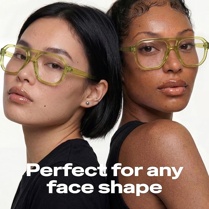 livho Retro Aviator Blue Light Blocking Glasses for Women Men with Soft Case, Trendy Rectangle Computer Eyeglasses