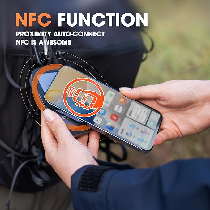 Portable Bluetooth Speaker, Ultra-Thin(0.5" Slim, 0.23lbs) – with Carabiner, NFC, IPX7 Waterproof, TWS Pairing, Built-in Mic, TF Card – Mini Wireless Speaker for Indoor/Outdoor Use