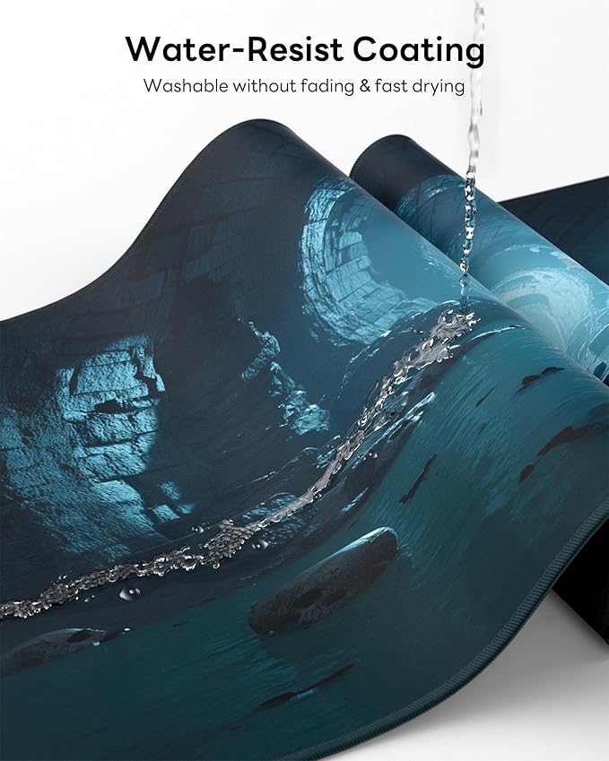 XL Gaming Mouse Pad, 31.5x15.7'' Large Desk Mat with Anti-Slip Rubber Base & Stitched Edges for Gaming, Office, Home - Dark Tunnel