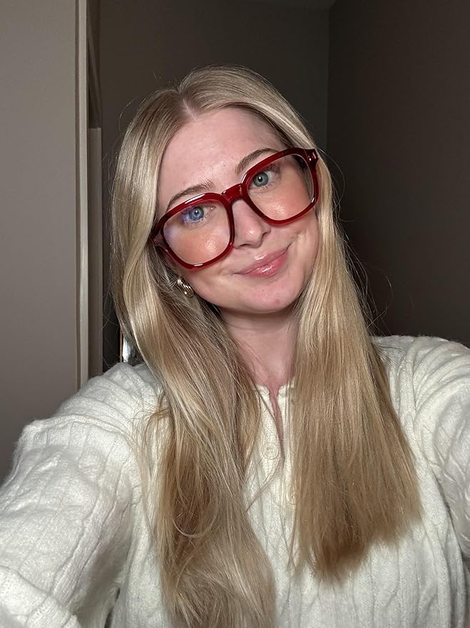 VISOONE Oversized Square Blue Light Blocking Glasses Fashion Computer Eyewear for Women and Men BENNETT