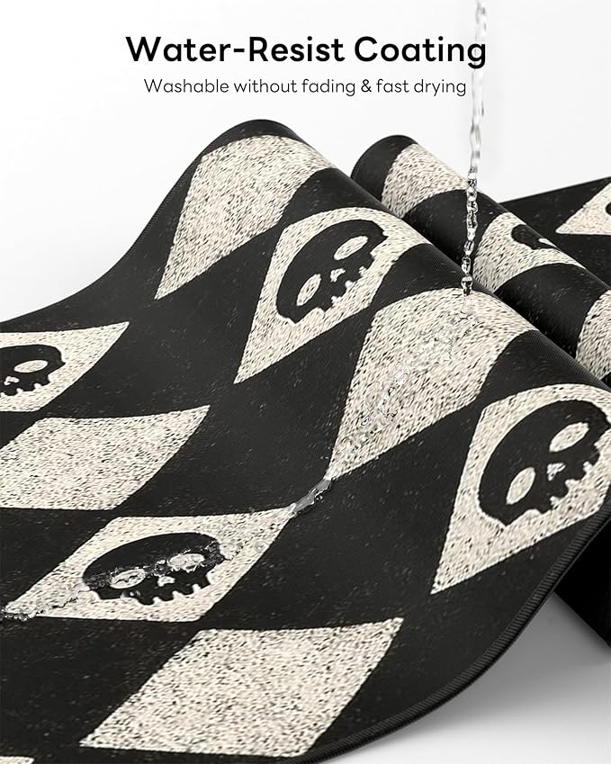 XL Gaming Mouse Pad, 31.5x15.7'' Large Desk Mat with Anti-Slip Rubber Base & Stitched Edges for Gaming, Office, Home - Cute Skulls