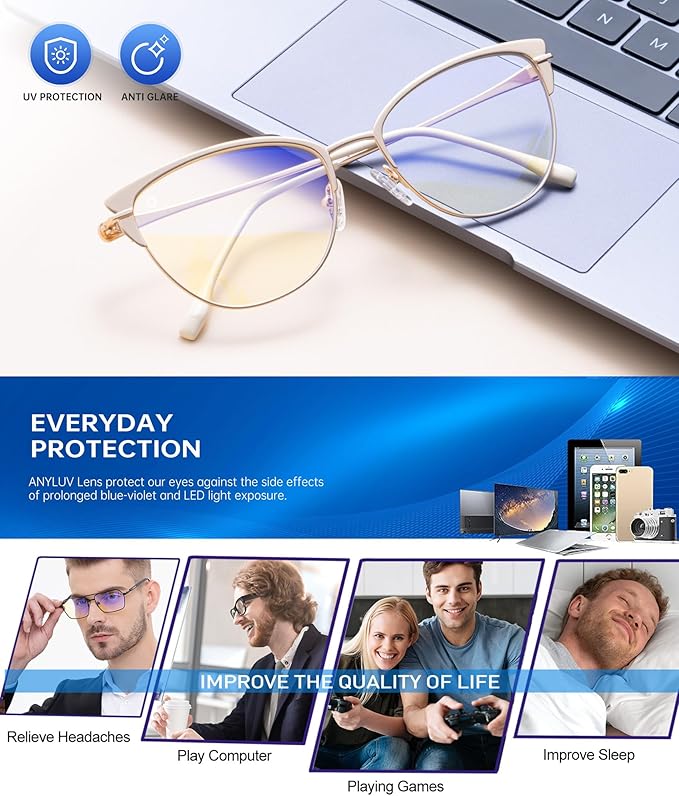 ANYLUV Blue Light Glasses for Woman Men, Womens Blue Light Blocking Glasses Computer Glasses Anti Eyestrain