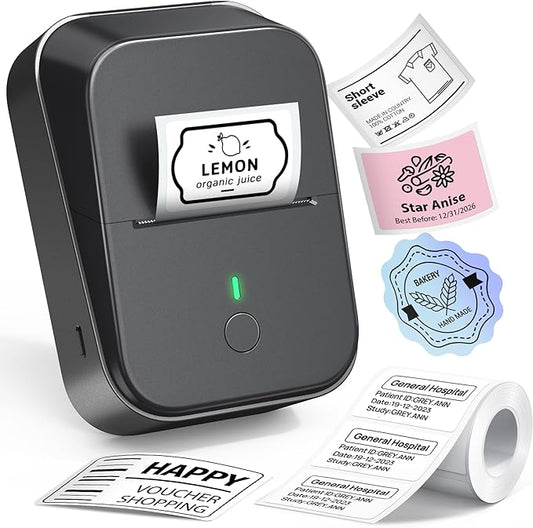 PM260 Label Maker Machine with Tape, 2 Inch Label Tape Maker Bluetooth Label Printer, Inkless Portable Label Maker with Smart AI APP for Home, Kitchen, School, Office Organization, Black