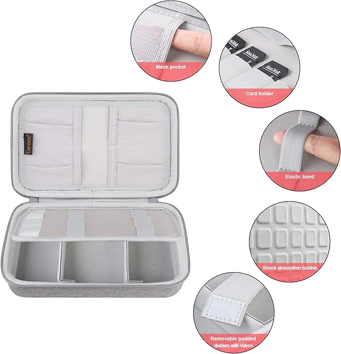 Canboc Hard Electronic Organizer Travel Case Electronics Accessories Cable Gadget Wire Storage Bag Double Layer Shockproof Box for Charger, Cord, Flash Drive, Apple Pencil, Power Bank, Grey