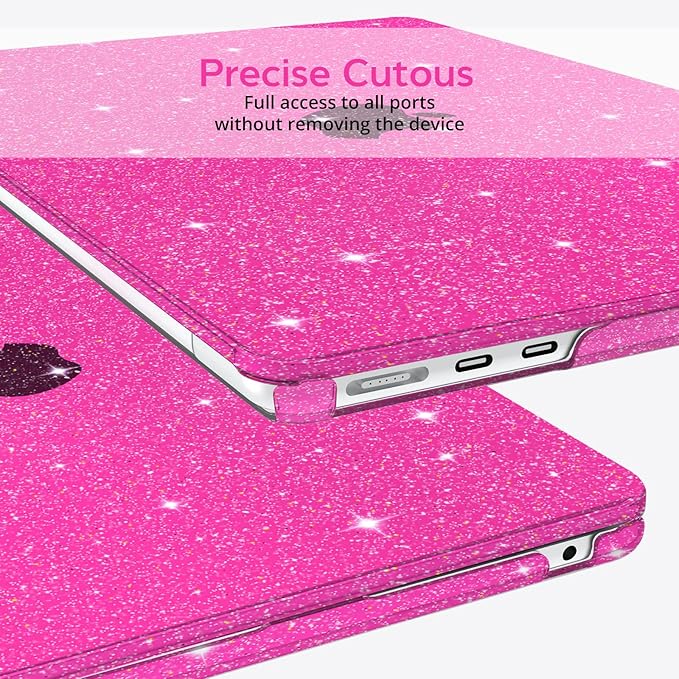 B BELK Compatible with MacBook Air 13 inch Case M5 2026 2025-2022 M4 M3 M2 A3449 A3240 A3113 A2681, Plastic Hard Shell+Keyboard Cover+Screen Protector for MacBook Air 13.6 inch Case, Sparkly Hot Pink