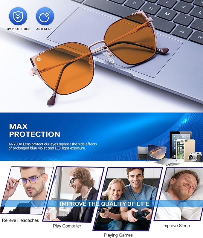 ANYLUV Blue Light Glasses for Woman Men, Womens Blue Light Blocking Glasses Computer Glasses Anti Eyestrain
