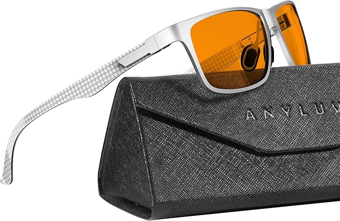 ANYLUV Carbon Fiber Reading Glasses for Men Women, Blue Light Blocking Computer Readers, Anti Glare Spring Hinge