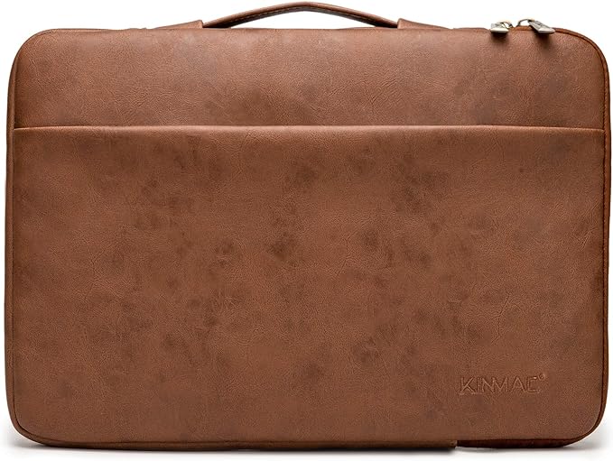 Kinmac 360° Heavy Duty Protective Laptop Computer Sleeve case Bag Cover with Handle for MacBook Pro 14 inch,14 inch-14.4 inch HP Lenovo Dell ASUS Acer Laptop (Coffee PU)