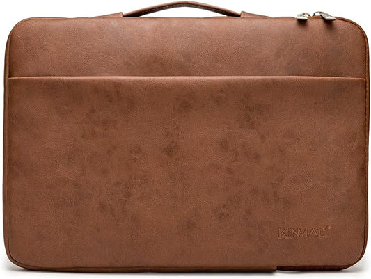 Kinmac 360° Heavy Duty Protective Laptop Computer Sleeve case Bag Cover with Handle for MacBook Pro 14 inch,14 inch-14.4 inch HP Lenovo Dell ASUS Acer Laptop (Coffee PU)