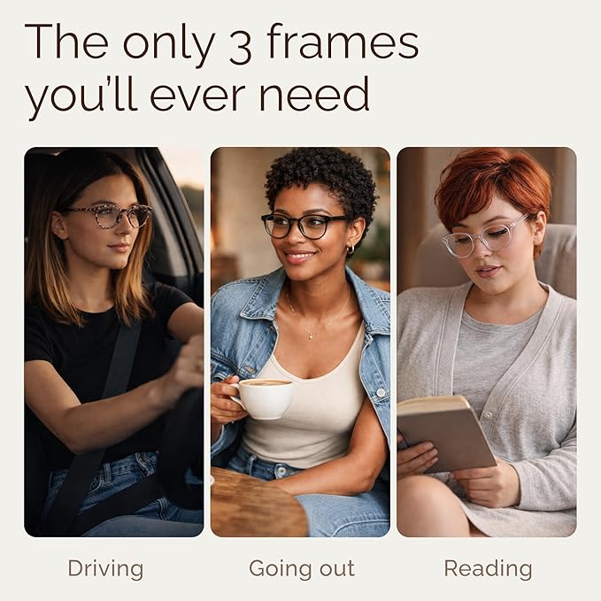 IBOANN Chic & Comfy Blue Light Glasses for Women - 3-Pack Round Frames, Screen-Ready Style with UV Protection Coating
