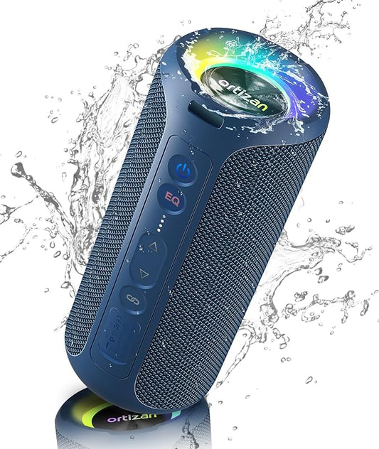 Ortizan Bluetooth Speaker, IPX7 Waterproof, Portable Speakers with HD Sound, Deep Bass, RGB Lights (Notice: X8 Pro Navy and X8 Pro Blue Cannot be paired via TWS Due to Different Bluetooth Versions)