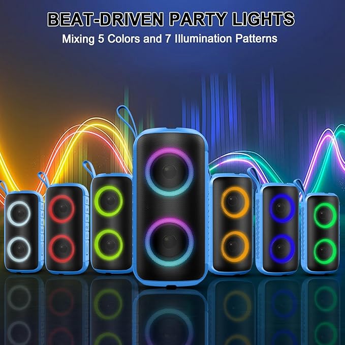 Bluetooth Speaker, 2026 New Portable Wireless Speaker with 6D Loud Sound, IPX7 Waterproof, HD Call, RGB Lights, 12H Playtime for Home/Party/Outdoor/Beach, Electronic Gadgets, Birthday Gift