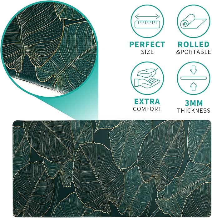 Tropical Palm Tree Extended Mouse Pad 27.6x11.8 Inch, Gaming Mouse Pads, Leaves Large Mousepad Computer Keyboard Mat Desk Pad with Non-Slip Base Waterproof with Stitched Edges for Gaming and Office