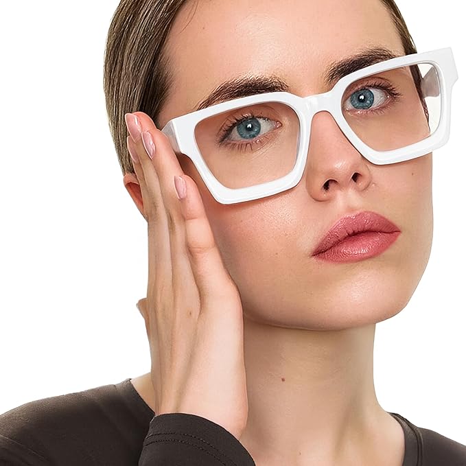 livho Oversized Eyewear Frame for Woman and Men - Rectangle Fashion Glasses for Computer, Chic Preppy Frame