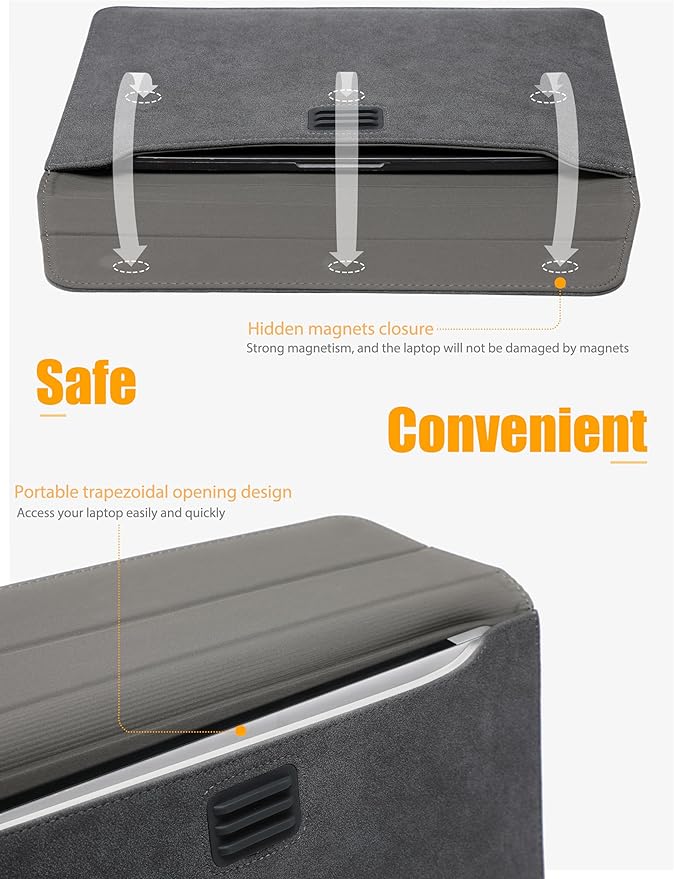 HYZUO 13 Inch Laptop Sleeve Case Bag with Adjustable Stand for MacBook Air 13 M5 A3449 M4 M3 M2 M1 2026-2018, 13" MacBook Neo 2026, MacBook Pro 13 M2 M1 2026-2016, Surface Pro, XPS 13, Space Gray