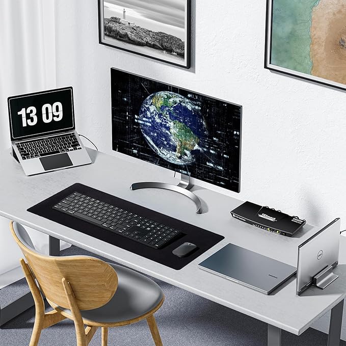 Large Gaming Mouse Pad with Durable Stitched Edges, Non-Slip Rubber Base, Big Computer Keyboard Mouse Mat Desk Pad for Home Office Gaming Work, 31.5"x11.8"x0.08", Black