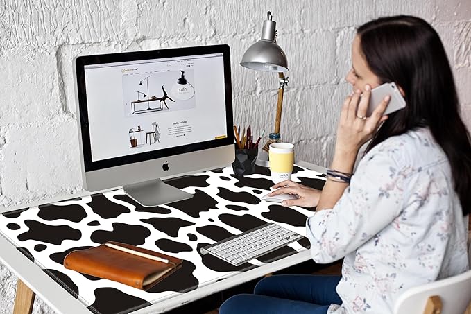 Large Mouse Pad 36 x 24 Desk Mat Gaming Mousepad Cow Print Oversized Desk Pad Huge Giant 4XL Computer Mat for Girl Women Work