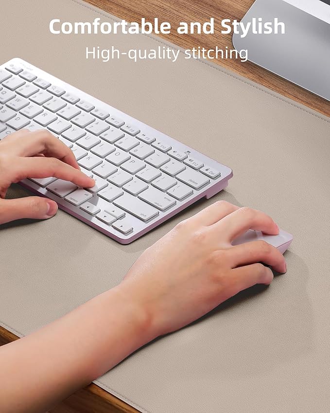 Desk Pad PU Leather Large Mouse Pad Laptop Computer Desk Mat Table Blotter Waterproof Non-Slip Desktop Protector Durable Writing Pad for Office and Home (Beige, 90x43cm)