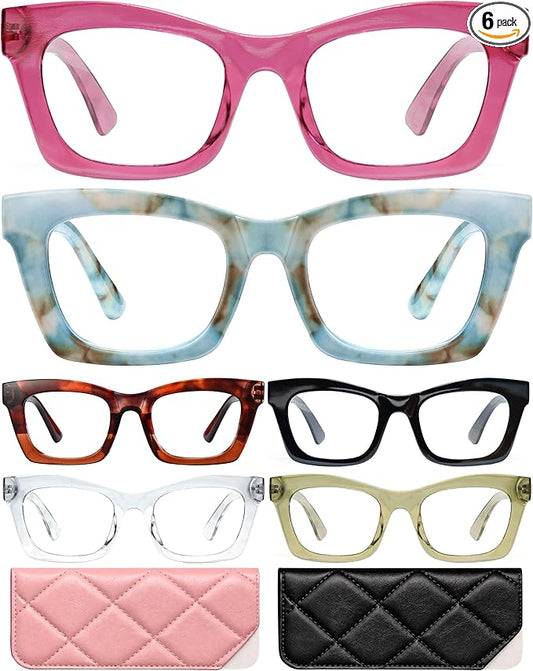 CCVOO 1.75 Oprah Style Reading Glasses for Women, Stylish Eyeglasses, Blue Light Readers for Women, Cheaters, (A8 Glow Theory)