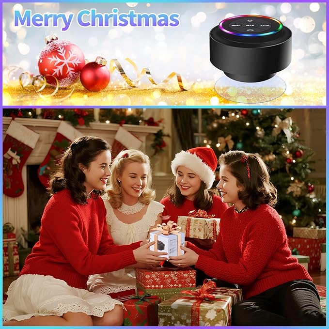 Bluetooth Shower Speaker, Portable Bluetooth Speakers with Suction Cup, IP67 Waterproof Speaker with LED Light, Wireless, Floating, for Camping Beach Travel, Gift for Men, Women